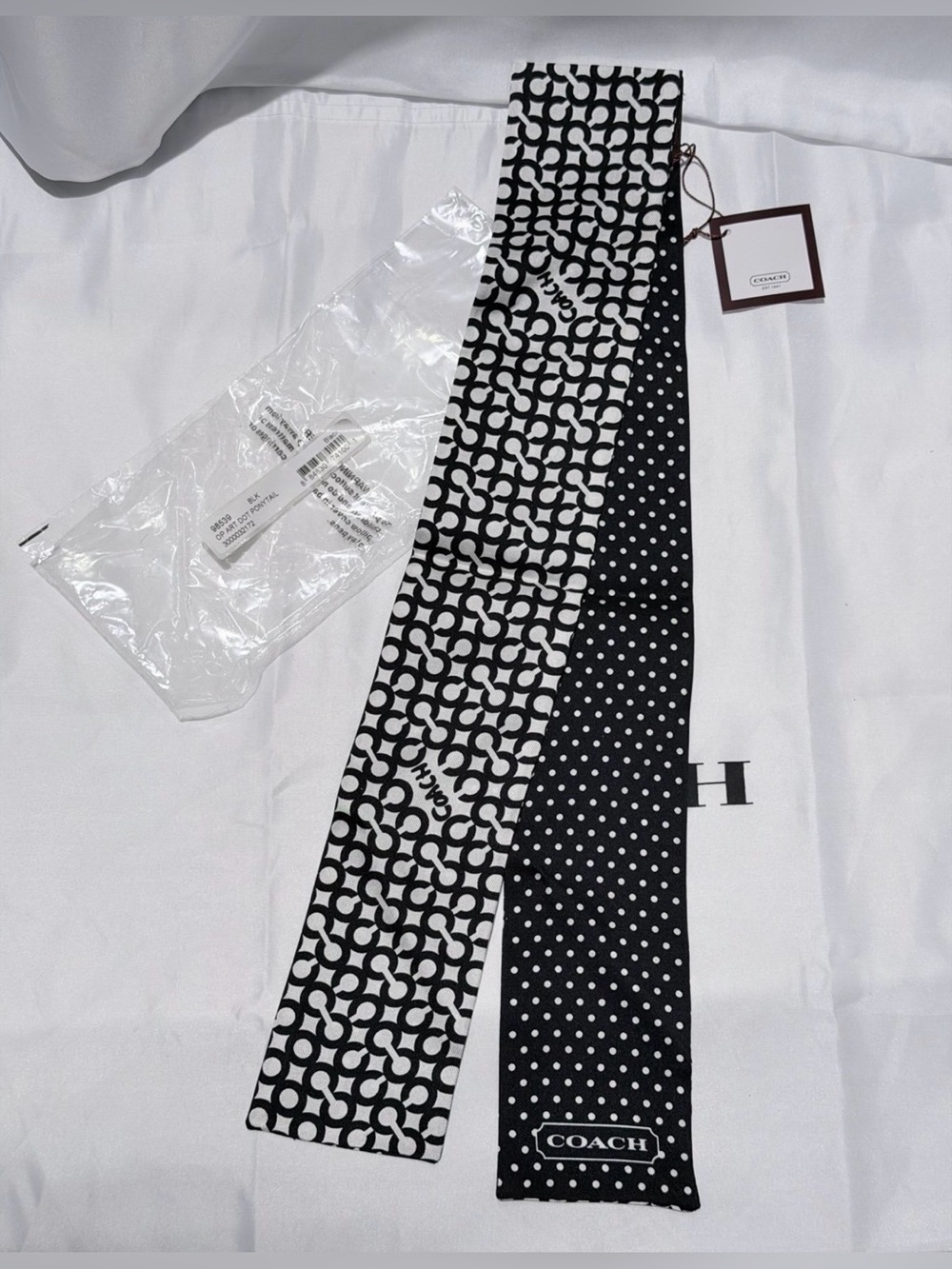 Y2K Coach "Op Art" Silk Ponytail Scarf #98539- NWT